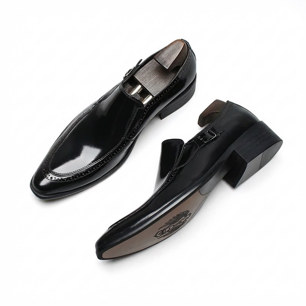 Italian Burnished Men's Loafers: Handcrafted Formal Party Dress Shoesyes