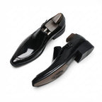 Italian Burnished Men's Loafers: Handcrafted Formal Party Dress Shoesyes