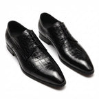 Italian Patina Croc Derby: Luxury Party & Prom Formal Dress Shoesyes