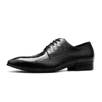 Italian Patina Croc Derby: Luxury Party & Prom Formal Dress Shoesyes
