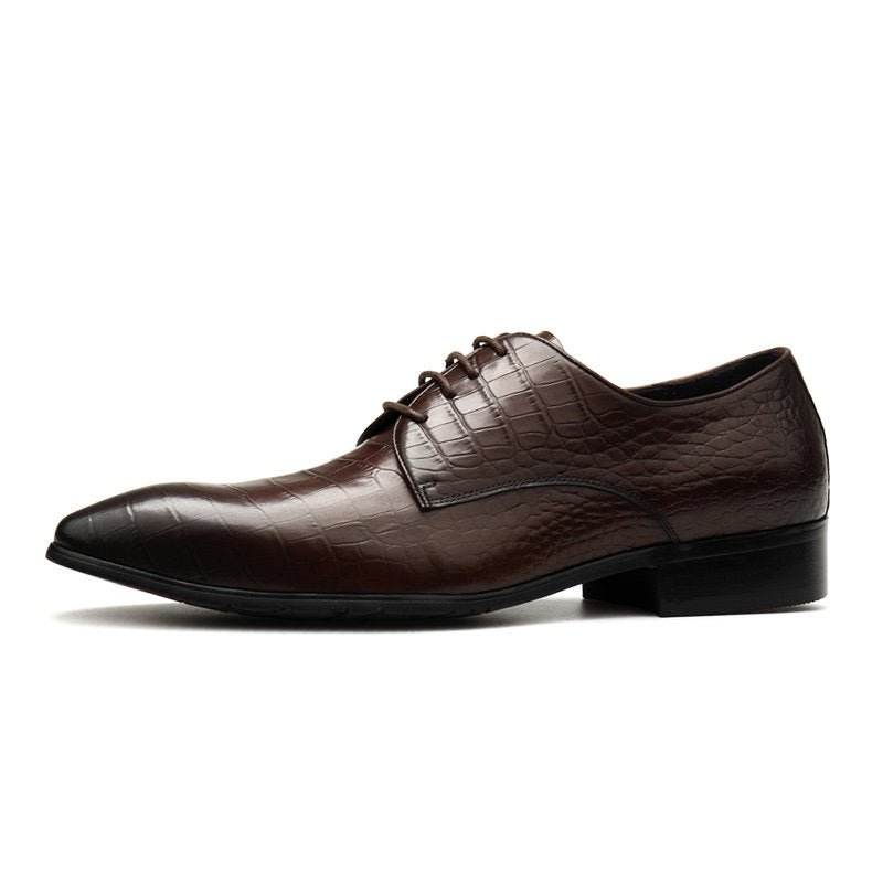 Italian Patina Croc Derby: Luxury Party & Prom Formal Dress Shoesyes