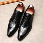 Italian Patina Croc Derby: Luxury Party & Prom Formal Dress Shoesyes