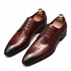 Italian Patina Croc Derby: Luxury Party & Prom Formal Dress Shoesyes