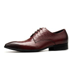 Italian Patina Croc Derby: Luxury Party & Prom Formal Dress Shoesyes
