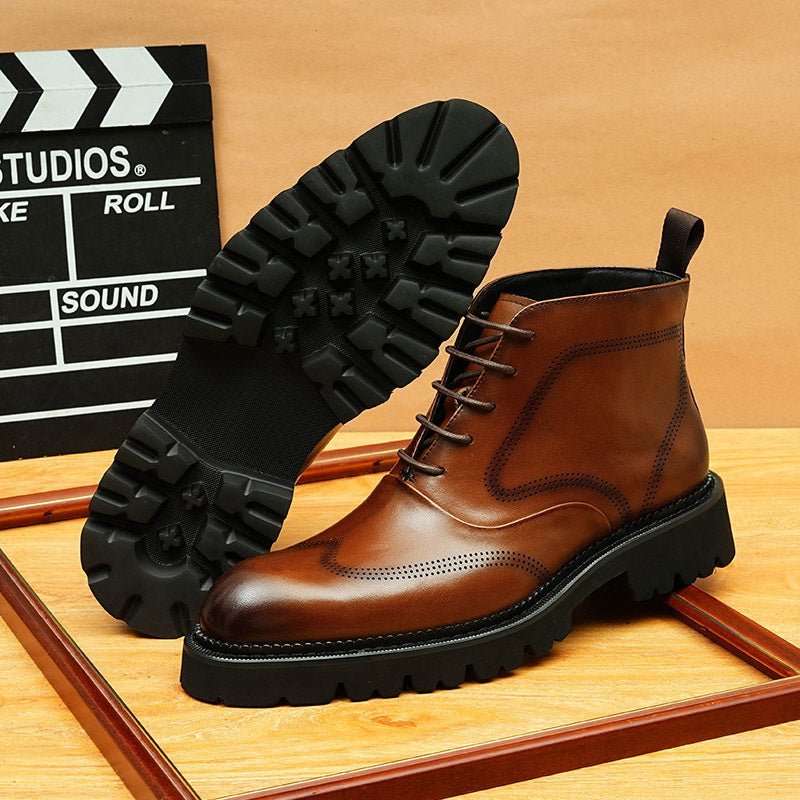 lace up dress boots men's fashion Ankle bootsyes