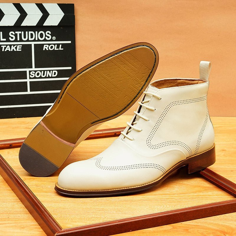 lace up dress leather boots mens fashion Ankle bootsyes