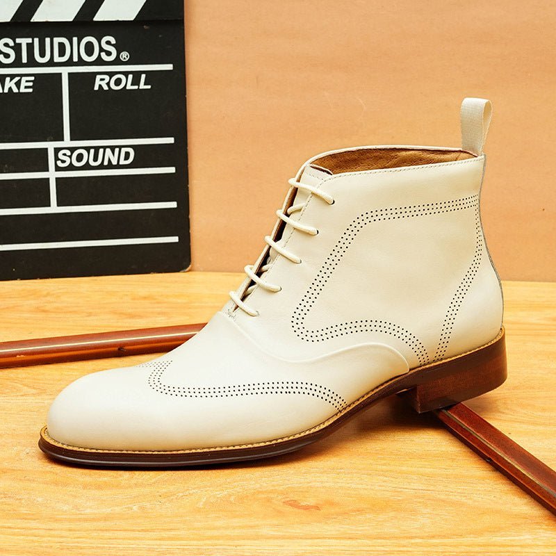 lace up dress leather boots mens fashion Ankle bootsyes