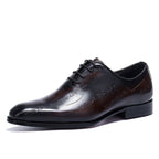 Laser - Etched Leather Oxford Dress Shoes Patina Finish Men's Formal Shoesyes