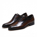 Laser - Etched Leather Oxford Dress Shoes Patina Finish Men's Formal Shoesyes
