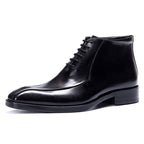 leather Dress boots zipper mens lace up Ankle bootsyes