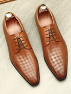 Luxury Lattice Pattern Derby: Elegant Social Gala Dress Shoesyes