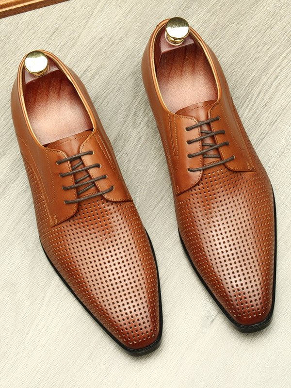 Luxury Lattice Pattern Derby: Elegant Social Gala Dress Shoesyes