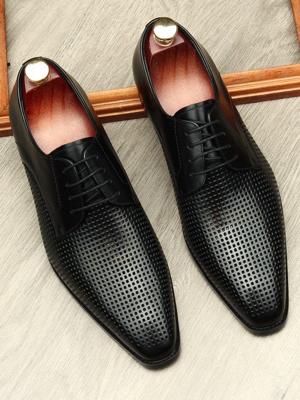 Luxury Lattice Pattern Derby: Elegant Social Gala Dress Shoesyes