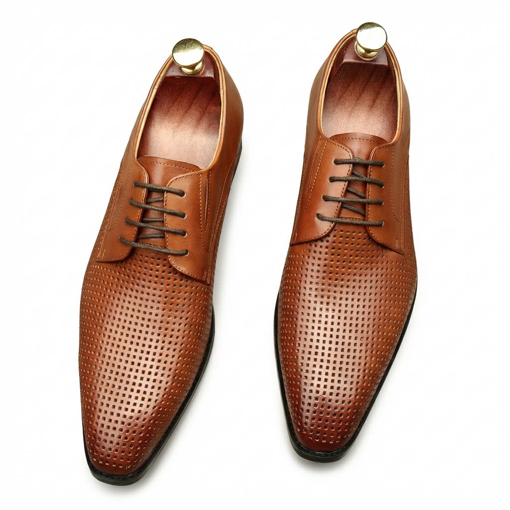 Luxury Lattice Pattern Derby: Elegant Social Gala Dress Shoesyes