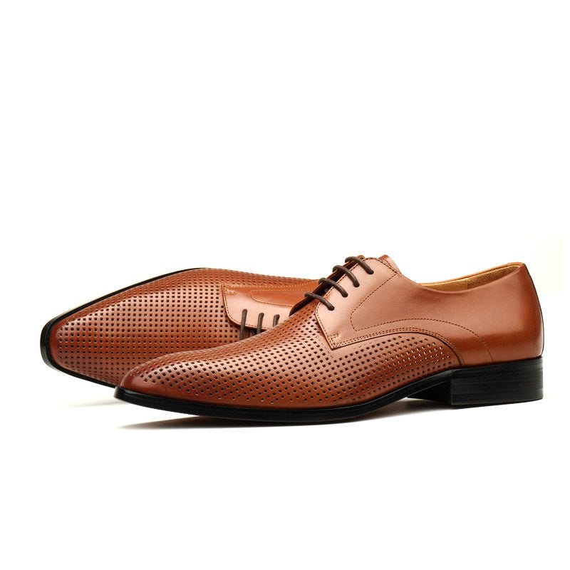 Luxury Lattice Pattern Derby: Elegant Social Gala Dress Shoesyes