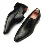 Luxury Lattice Pattern Derby: Elegant Social Gala Dress Shoesyes