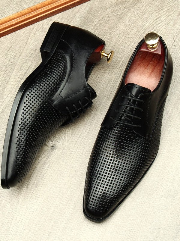 Luxury Lattice Pattern Derby: Elegant Social Gala Dress Shoesyes