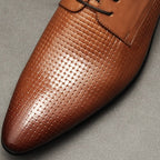 Luxury Lattice Pattern Derby: Elegant Social Gala Dress Shoesyes