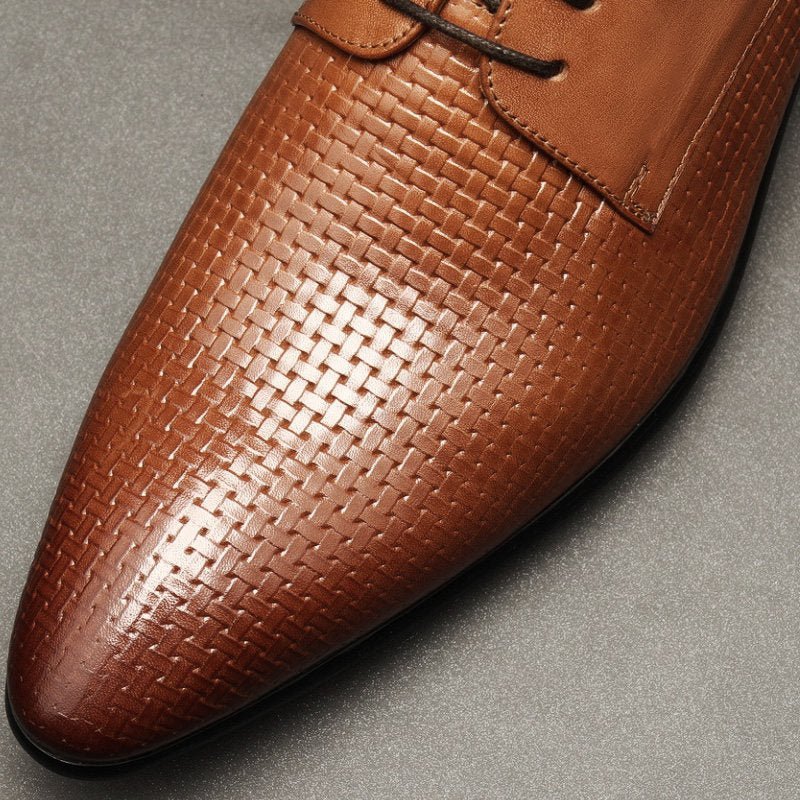 Luxury Lattice Pattern Derby: Elegant Social Gala Dress Shoesyes