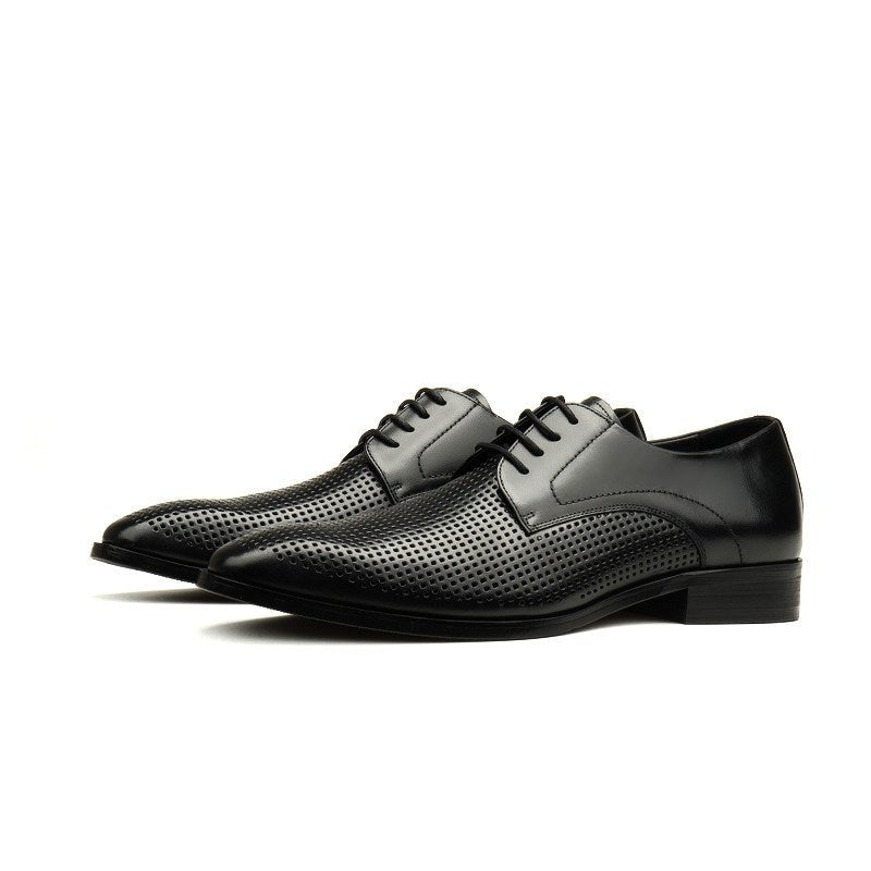 Luxury Lattice Pattern Derby: Elegant Social Gala Dress Shoesyes