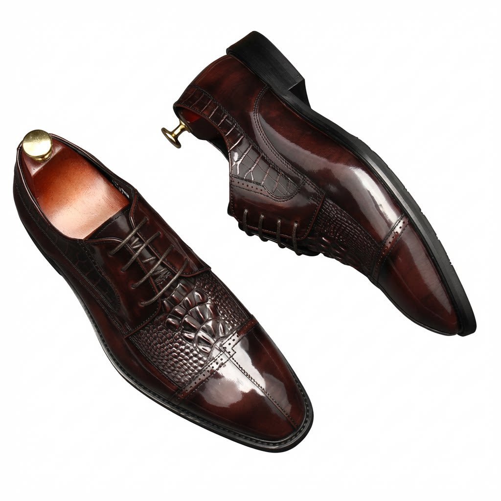 Men's 3D Croc Head Derby Shoes: Stylish Wedding Formal Dress Shoesyes