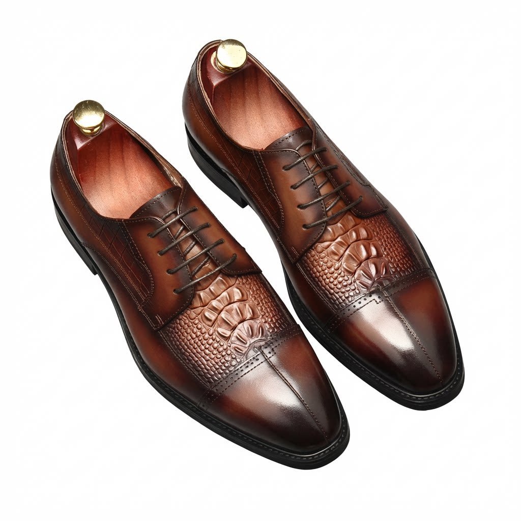 Men's 3D Croc Head Derby Shoes: Stylish Wedding Formal Dress Shoesyes