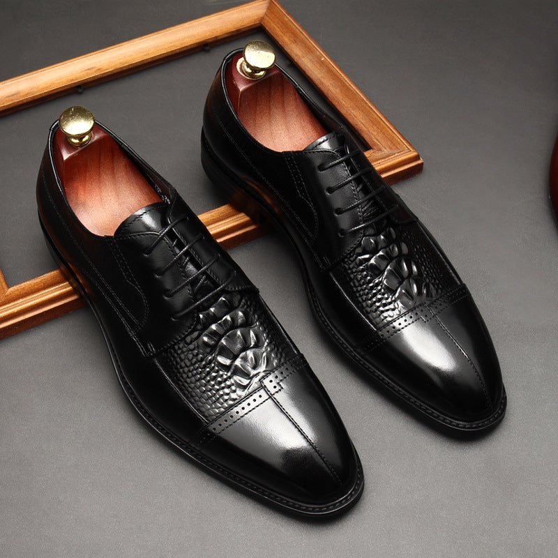 Men's 3D Croc Head Derby Shoes: Stylish Wedding Formal Dress Shoesyes