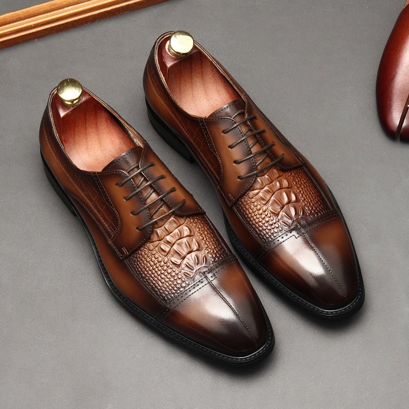 Men's 3D Croc Head Derby Shoes: Stylish Wedding Formal Dress Shoesyes