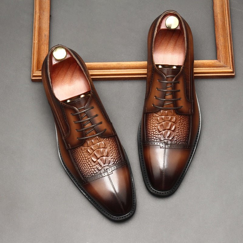 Men's 3D Croc Head Derby Shoes: Stylish Wedding Formal Dress Shoesyes