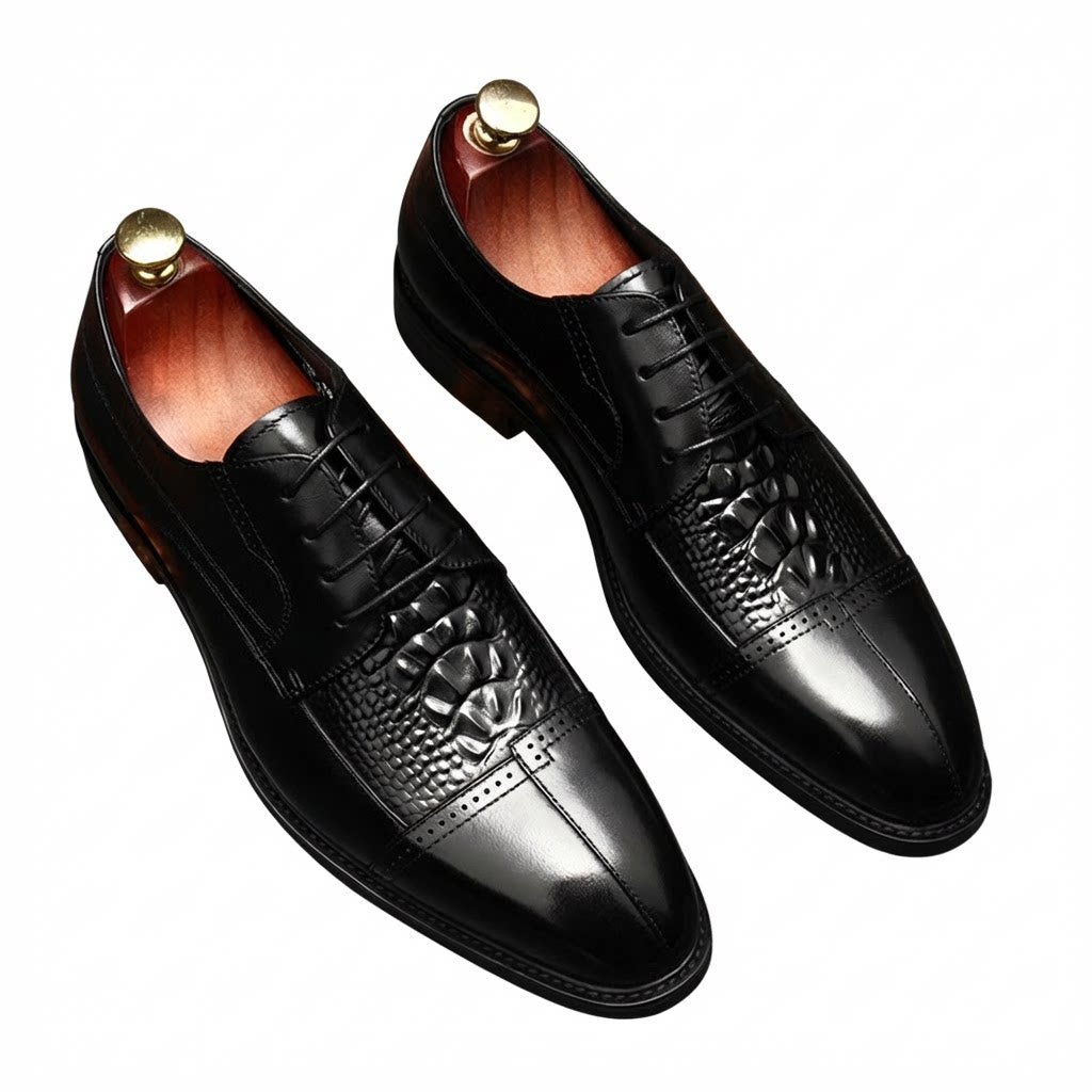 Men's 3D Croc Head Derby Shoes: Stylish Wedding Formal Dress Shoesyes