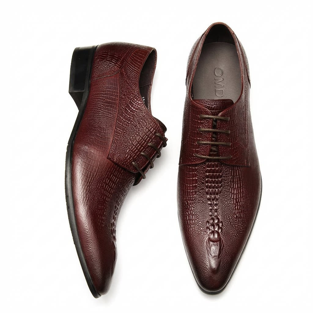Men's 3D Crocodile Derby Shoes: Stylish Groomsmen Wedding Shoesyes