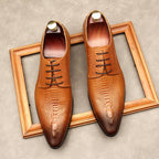 Men's 3D Crocodile Derby Shoes: Stylish Groomsmen Wedding Shoesyes