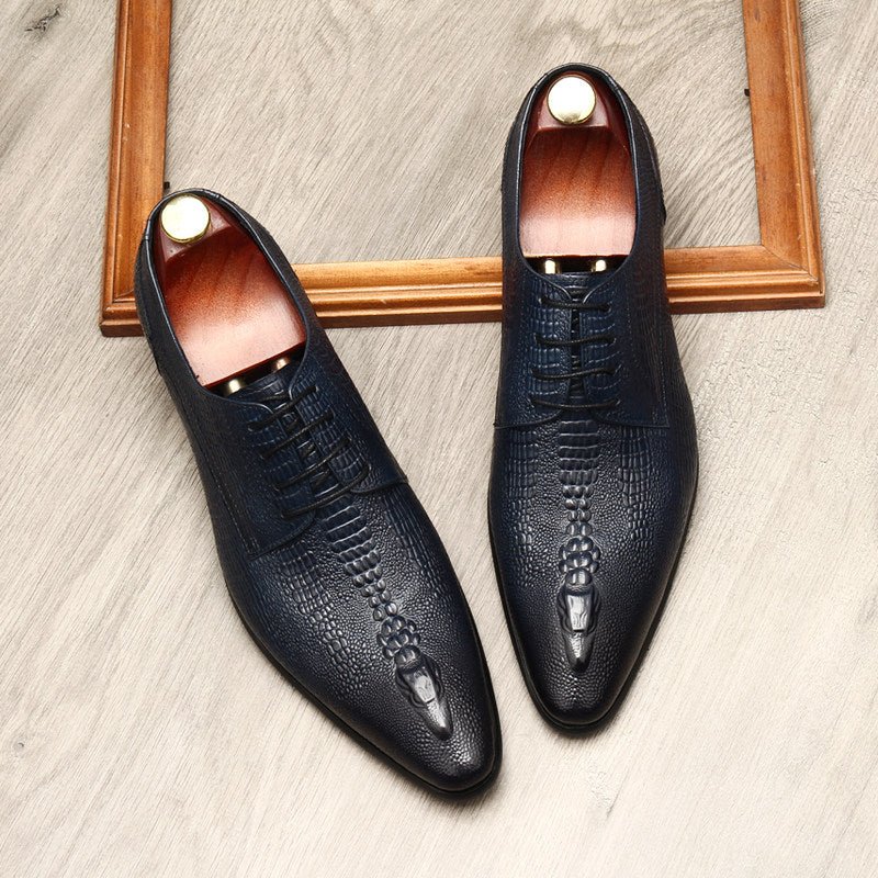 Men's 3D Crocodile Derby Shoes: Stylish Groomsmen Wedding Shoesyes