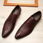 Men's 3D Crocodile Derby Shoes: Stylish Groomsmen Wedding Shoesyes