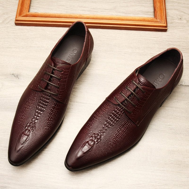 Men's 3D Crocodile Derby Shoes: Stylish Groomsmen Wedding Shoesyes