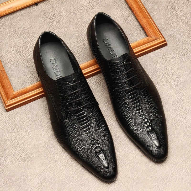 Men's 3D Crocodile Derby Shoes: Stylish Groomsmen Wedding Shoesyes