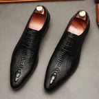 Men's 3D Crocodile Derby Shoes: Stylish Groomsmen Wedding Shoesyes