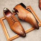 Men's 3D Crocodile Derby Shoes: Stylish Groomsmen Wedding Shoesyes