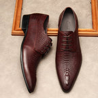 Men's 3D Crocodile Derby Shoes: Stylish Groomsmen Wedding Shoesyes