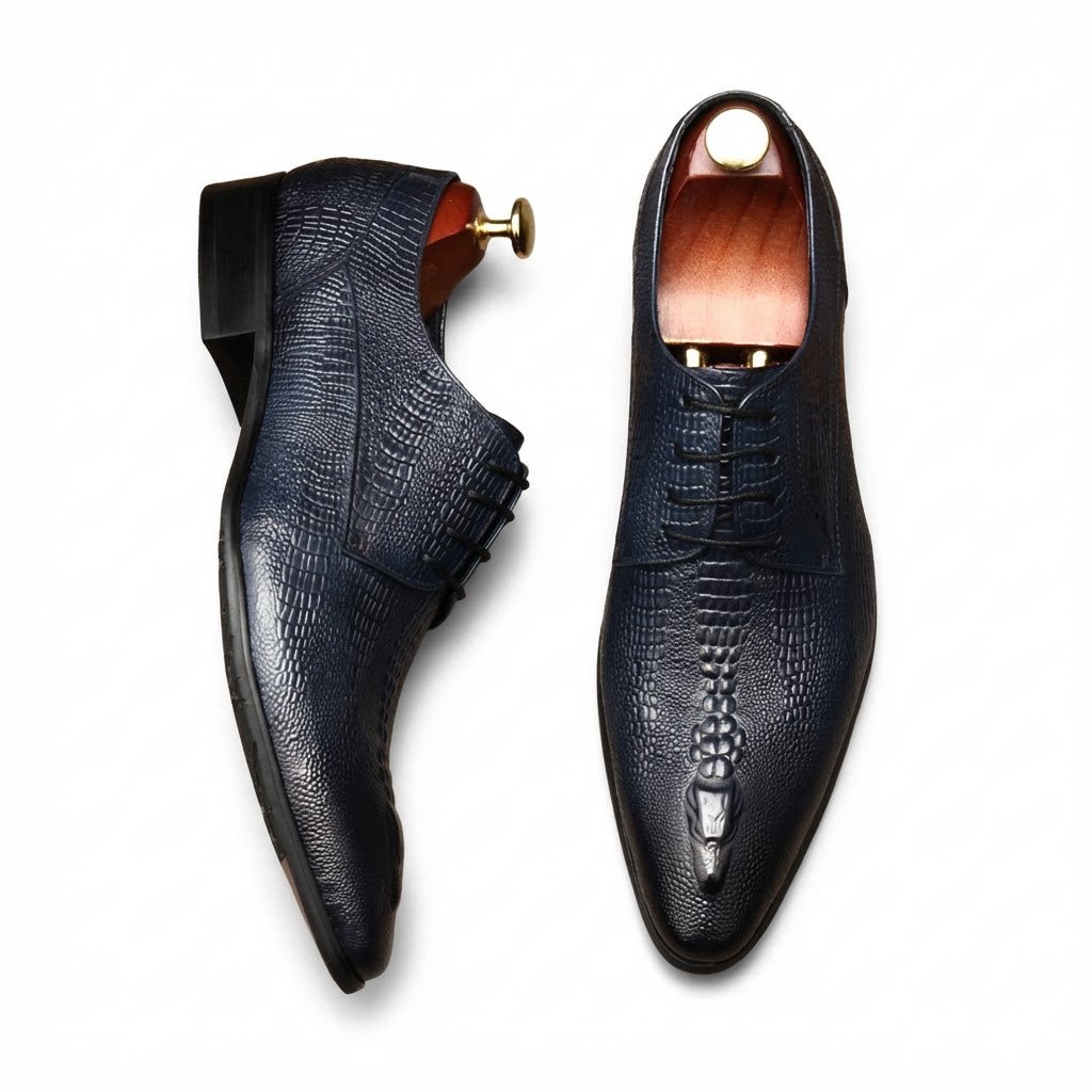 Men's 3D Crocodile Derby Shoes: Stylish Groomsmen Wedding Shoesyes