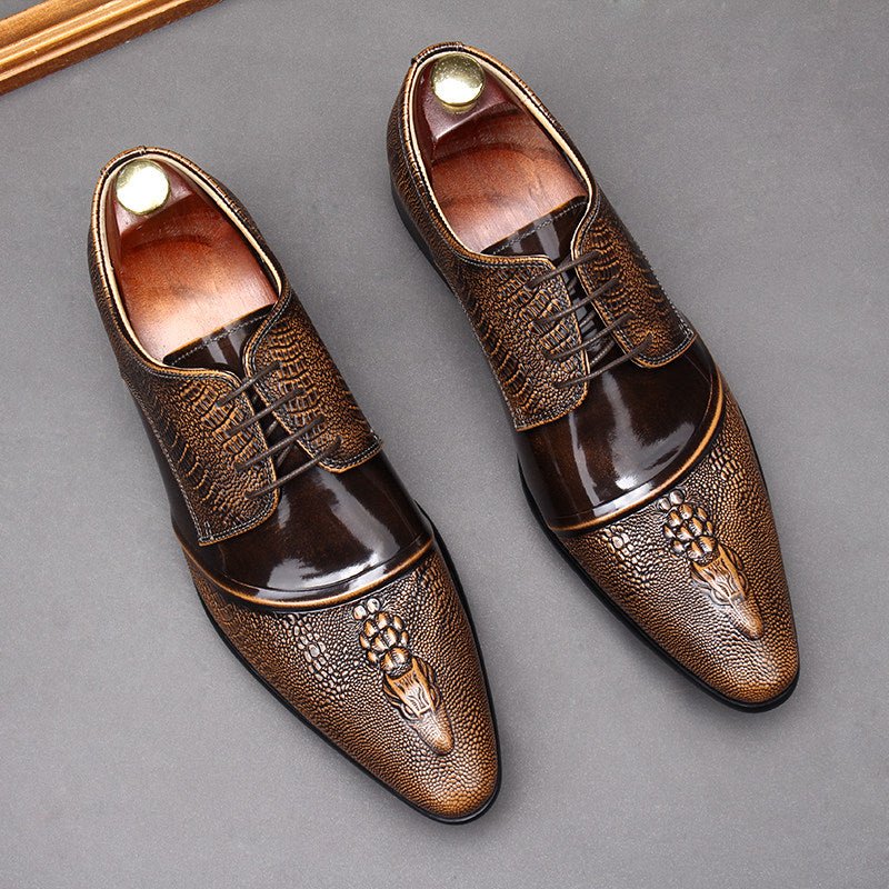 Men's 3D Crocodile Derby Shoes: Stylish Wedding Formal Dress Shoesyes