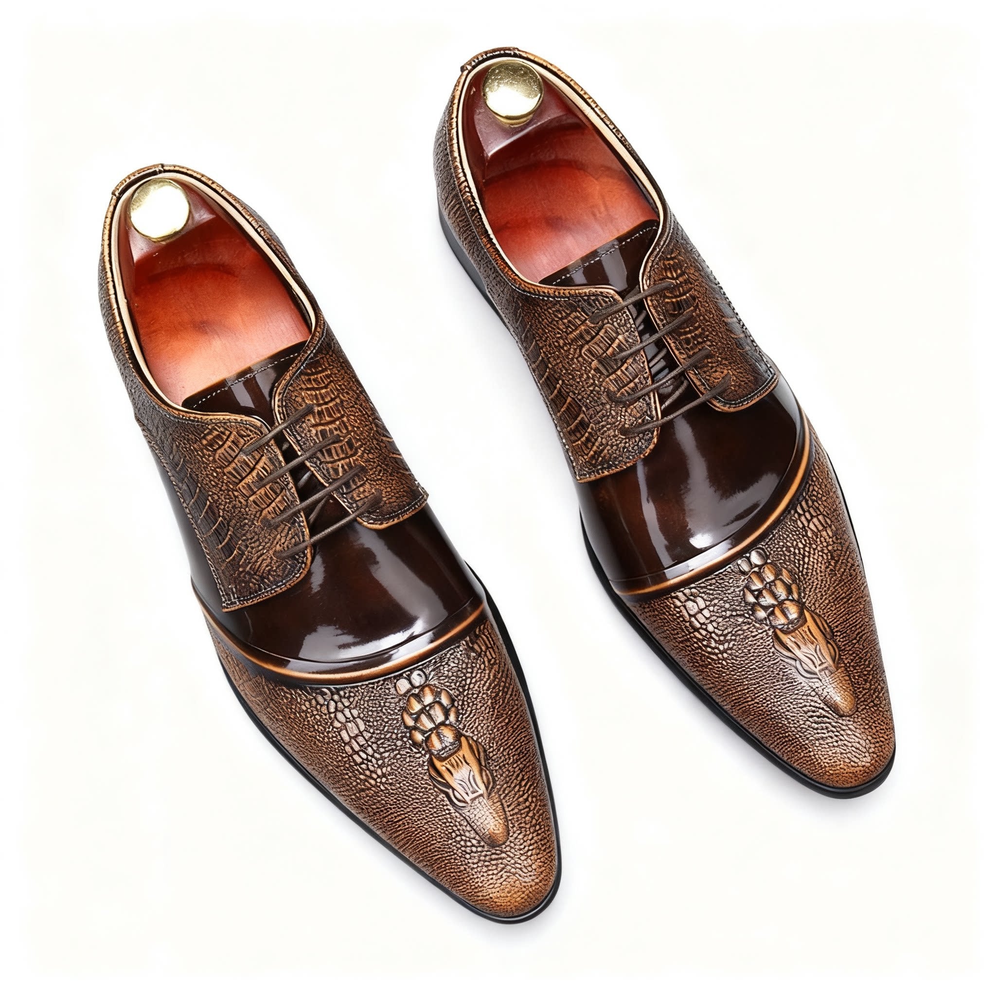 Men's 3D Crocodile Derby Shoes: Stylish Wedding Formal Dress Shoesyes