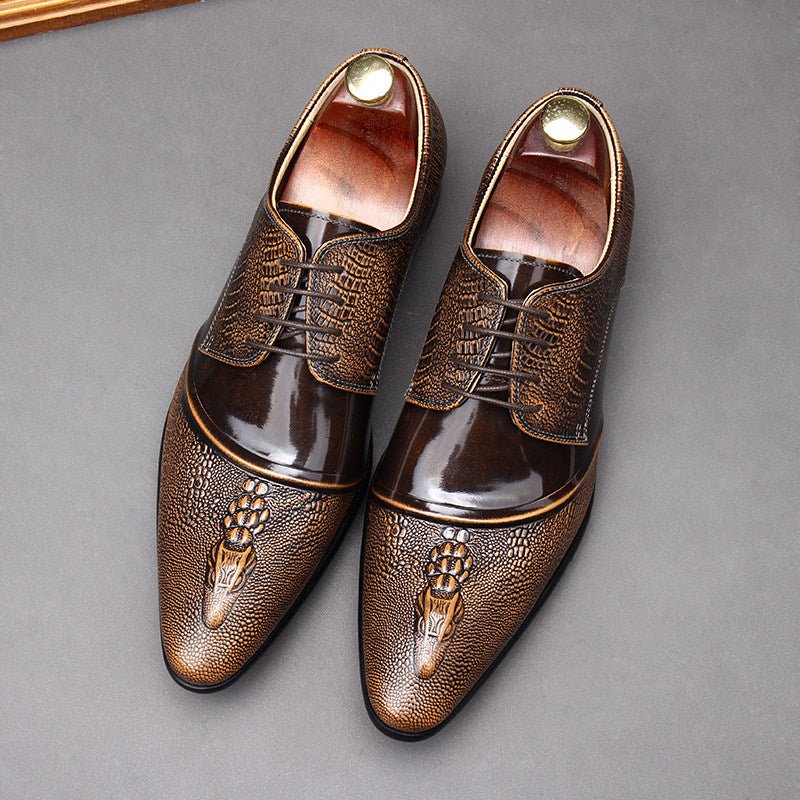 Men's 3D Crocodile Derby Shoes: Stylish Wedding Formal Dress Shoesyes