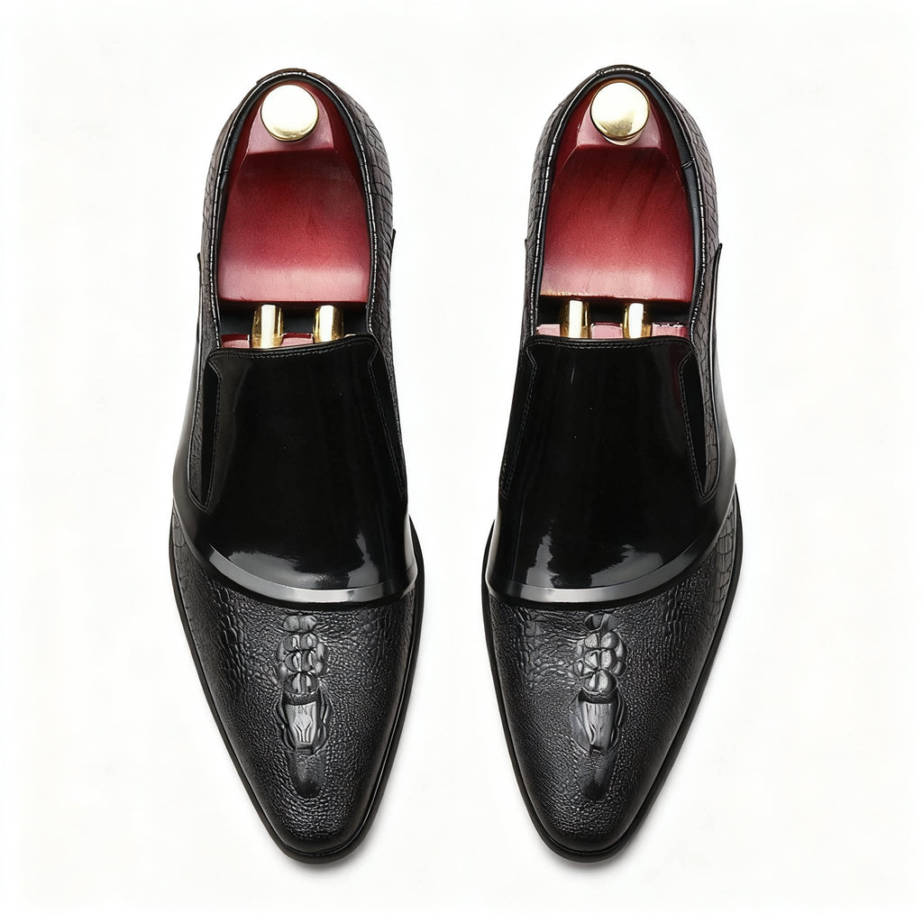 Men's 3D Crocodile Head Dress Shoes: Stylish Pointed Toe Wedding Loafersyes