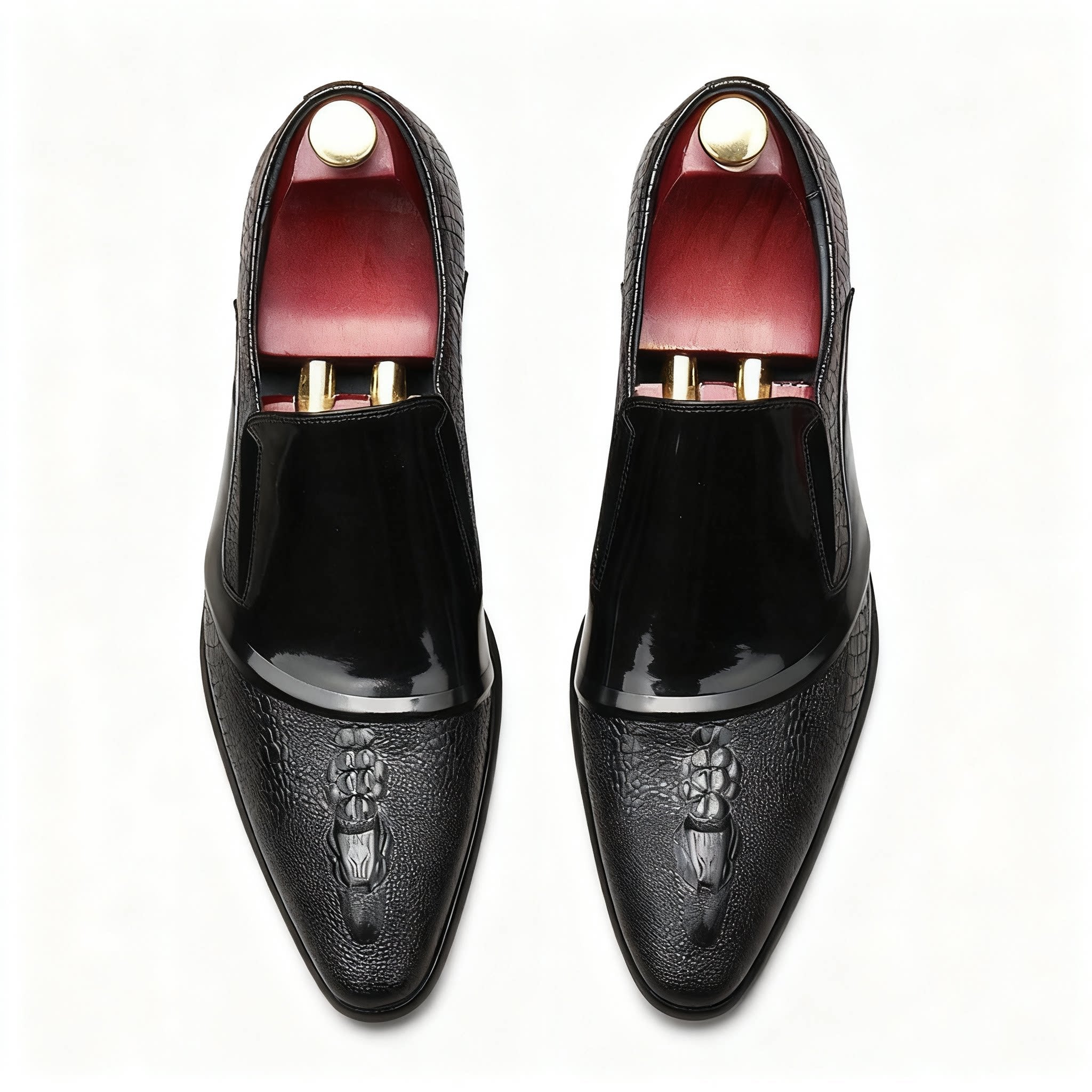 Men's 3D Crocodile Head Dress Shoes: Stylish Pointed Toe Wedding Loafersyes