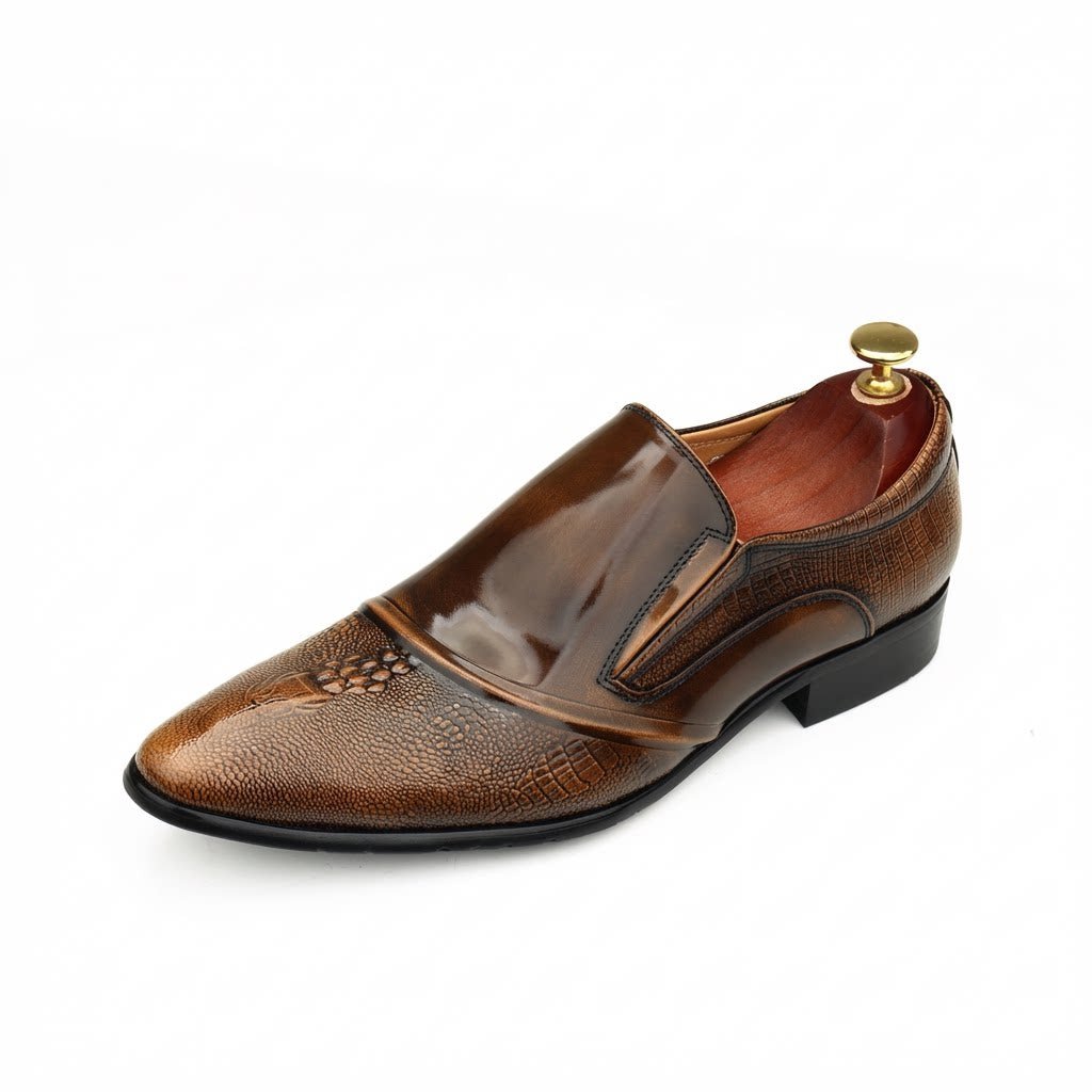 Men's 3D Crocodile Head Dress Shoes: Stylish Pointed Toe Wedding Loafersyes