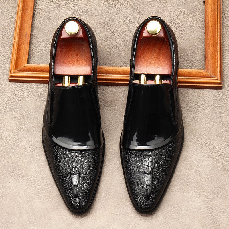 Men's 3D Crocodile Head Dress Shoes: Stylish Pointed Toe Wedding Loafersyes