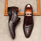 Men's 3D Crocodile Head Dress Shoes: Stylish Pointed Toe Wedding Loafersyes