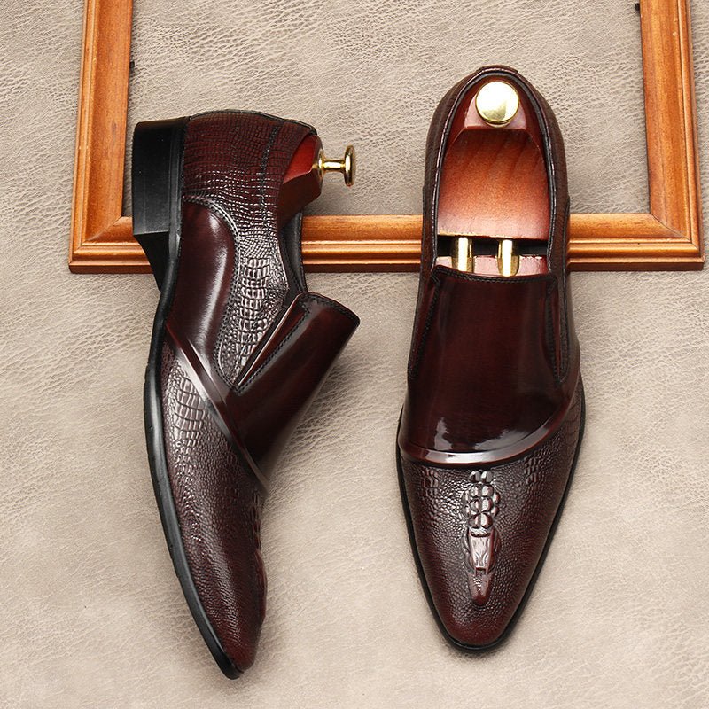 Men's 3D Crocodile Head Dress Shoes: Stylish Pointed Toe Wedding Loafersyes