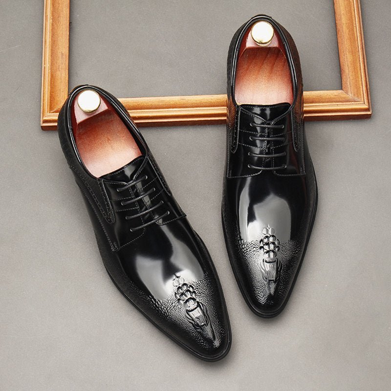 Men's 3D Crocodile Patent Derby: Stylish Wedding Formal Dress Shoesyes